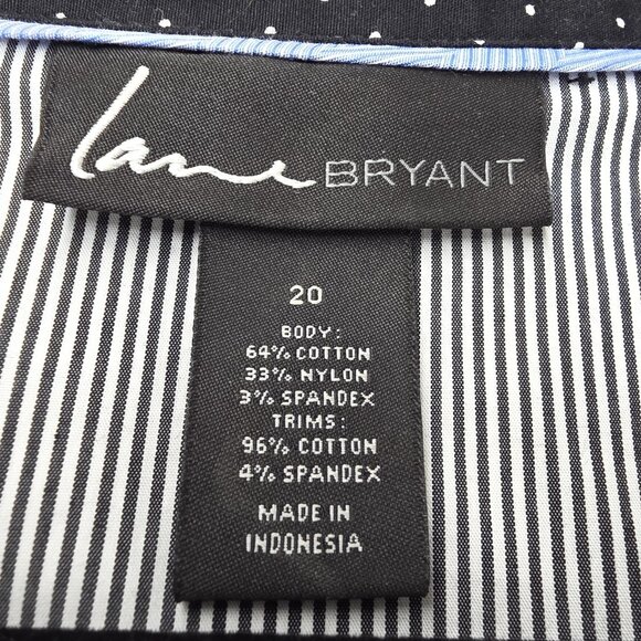 Lane Bryant Shirt Womens 20 Black White Stripe 3/4 Sleeve Button Front Stretch - Picture 5 of 8